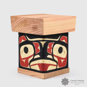 Carved Red Yellow Cedar Wood Bentwood Box by Northwest Coast Native Artist Joseph Campbell
