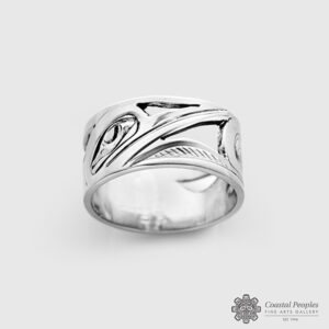 Engraved 14K White Gold Ring by Northwest Coast Native Artist Corrine Hunt