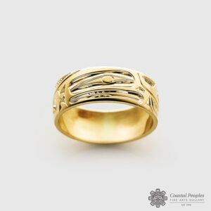 Engraved 14K Yellow Gold Eagle Ring by Northwest Coast Native Artist Ivan Thomas