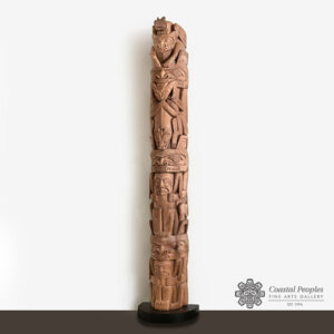 Wood Bear, Frog, Human, and Thunderbird Pole by Northwest Coast Native Artist Aubrey Johnston