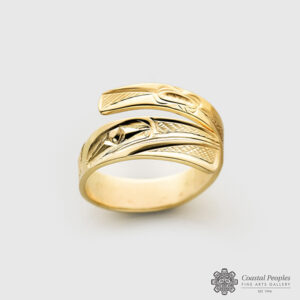 Engraved 14K Yellow Gold Hummingbird Wrap Ring by Northwest Coast Native Artist Corrine Hunt