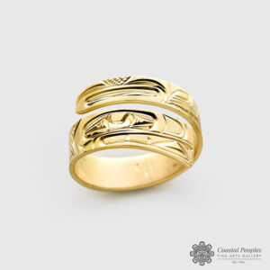 Engraved 14K Yellow Gold Wrap Ring by Northwest Coast Native Artist Corrine Hunt