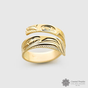 Engraved 14K Yellow Gold Wrap Ring by Northwest Coast Native Artist Corrine Hunt