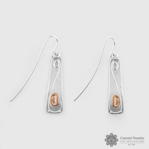 Engraved Sterling Silver 14K Rose Gold Ovoid Earrings by Northwest Coast Native Artist Walter Davidson