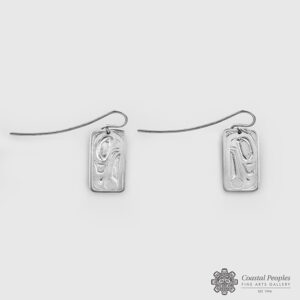 Engraved 14K White Gold Earrings by Northwest Coast Native Artist Trevor Angus