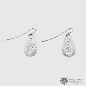 Engraved 14K White Gold Earrings by Northwest Coast Native Artist Trevor Angus