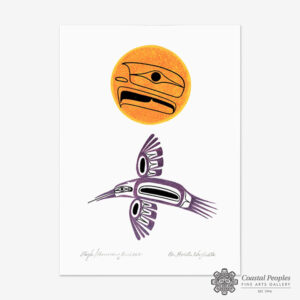 Hummingbird & Sun Acrylic Painting by Northwest Coast Native Artist Ben Houstie