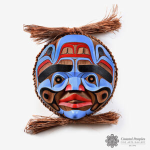 Carved Red Cedar Wood Moon Mask by Northwest Coast Native Artist Sesyaz Saunders
