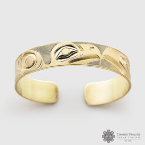 Engraved 14K Yellow Gold Bracelet by Northwest Coast Native Artist Landon Gunn