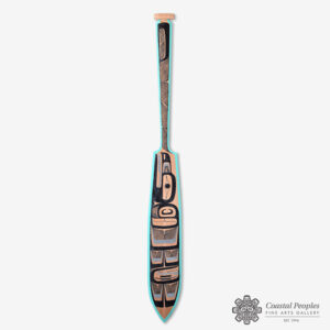 Painted Cedar Raven Paddle by Northwest Coast Native Artist Ben Houstie