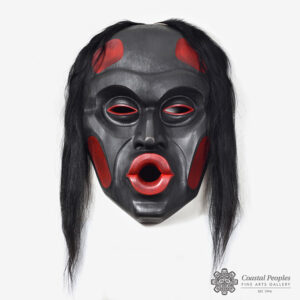 Carved Red Cedar Tsonokwa Wild Woman Mask by Northwest Coast Native Artist Raymond Shaw