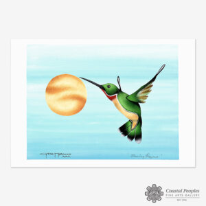Original Hummingbird Painting by Plains Cree Native Artist Garnet Tobacco