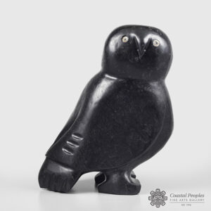 Steatite Owl Sculpture by Inuit Artist Kupapik Ningeocheak