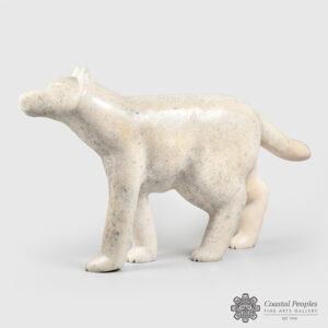 Marble Wolf Sculpture by Inuit Artist Mathew Flaherty