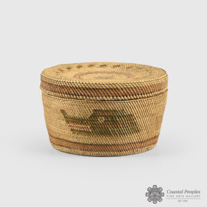 Grass and Bark Coiled Basket by Northwest Coast Native Artist