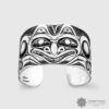 Engraved Oxidized Sterling Silver Bear Bracelet by Northwest Coast Native Artist Kelvin Thompson