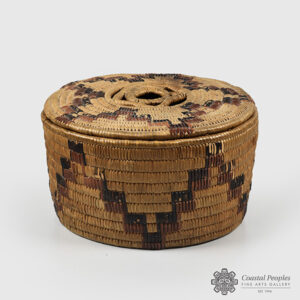 Imbricated Cedar Root and Cherry Bark Basket by Northwest Coast Native Artist
