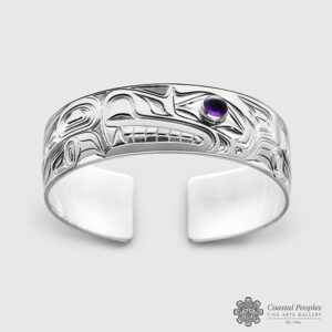 Sterling Silver & Amethyst Bracelet by Northwest Coast Native Artist Chris Cook III