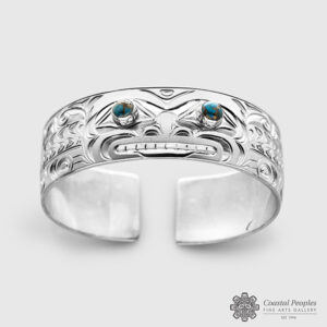 Sterling Silver Turquoise Bracelet by Northwest Coast Native Artist Chris Cook III