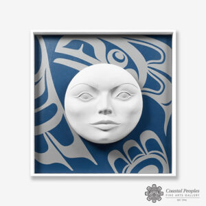 Cast Forton Moon Mask with Painted Frame by Northwest Coast Native Artist Trace Yeomans