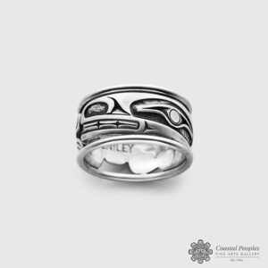 Engraved Oxidized Sterling Silver Ring by Northwest Coast Native Artist Norman Bentley