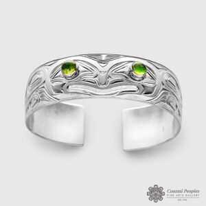 frog bracelet Chris Cook Sterling Silver Peridot native artist people pacific northwest coast people