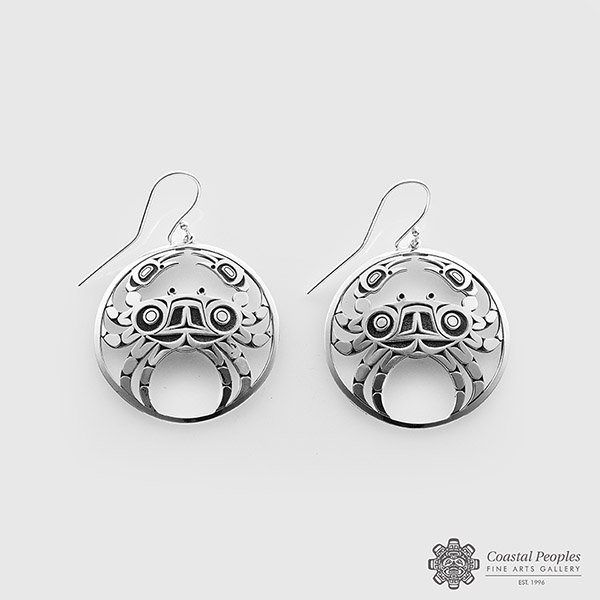 Crab Earrings Corey Moraes Sterling silver oxidized Native artist Pacific Northwest coast people