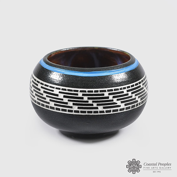 Engraved Porcelain Bowl by Northwest Coast Native Artist Patrick Leach