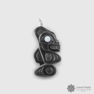 Stone and Abalone Shell Killerwhale Pendant by Northwest Coast Native Artist Gryn White