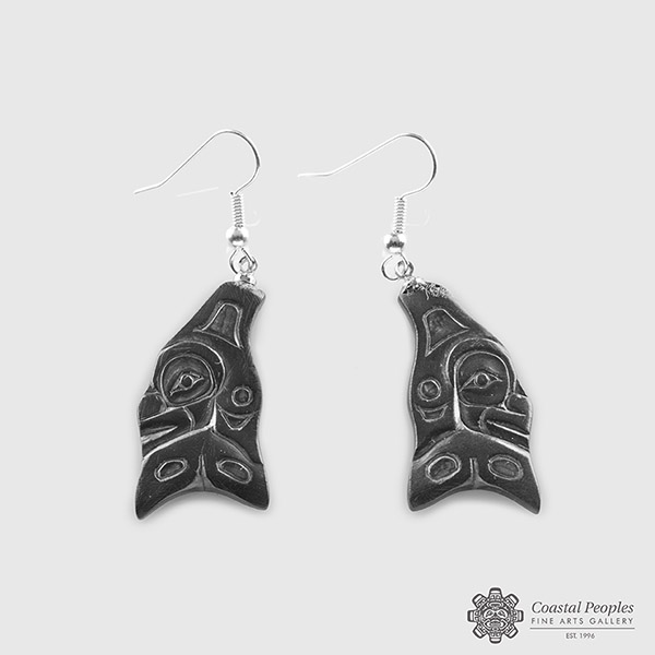 Stone Killerwhale Earrings by Northwest Coast Native Artist Gryn White
