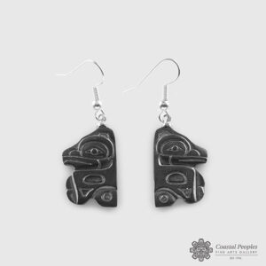 Stone Raven Earrings by Northwest Coast Native Artist Gryn White