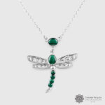 Silver Dragonfly Necklace with Malachite by Northwest Coast Native Artist Chris Cook