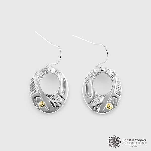 Silver and Gold Hummingbird Earrings by Northwest Coast Native Artist Corrine Hunt