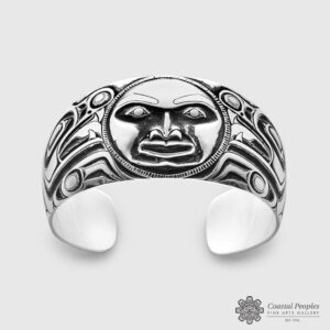 Silver Wolf and Moon Bracelet by Northwest Coast Native Artist Corey Moraes