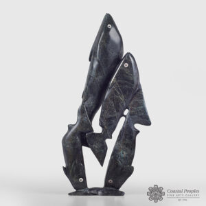 Stone Fish Sculpture by Inuit Artist Kakee Ningeosiaq