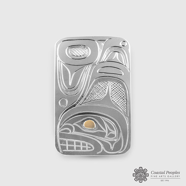 SIlver and Gold Killer Whale Pendant by Northwest Coast Native Artist Don Lancaster
