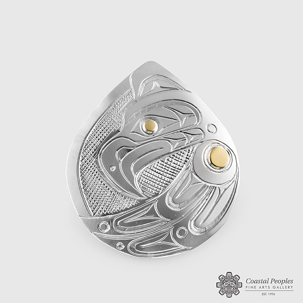 SIlver and Gold Thunderbird Pendant by Northwest Coast Native Artist Don Lancaster