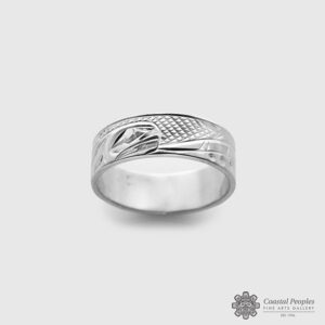 White gold Killerwhale ring by Native artist Corrine Hunt