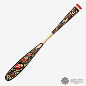 Yellow Cedar Wood, Acrylic Paint Paddle by Pacific Northwest Coast Native Artist James Johnny Jr.