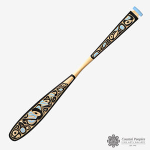 Yellow Cedar Wood, Acrylic Paint Paddle by Pacific Northwest Coast Native Artist James Johnny Jr.