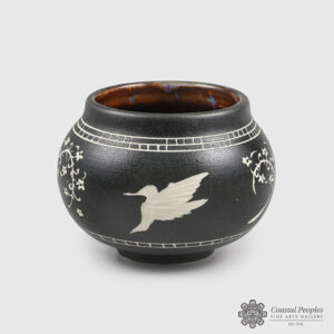 Engraved Porcelain Pottery Dish by Northwest Coast Native Artist Patrick Leach
