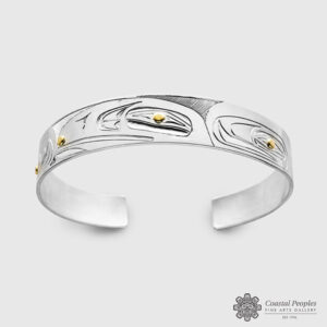 Silver and Gold Raven Bracelet by Northwest Coast Native Artist Andrew Williams