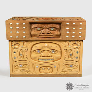 Wood, Shell, and Quartz Ancestor Box by Northwest Coast Native Artist Sean Whonnock