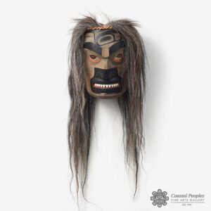 Red Cedar Horsehair Opperculum shell Shaman Mask by Pacific Northwest Coast Artist Douglas David