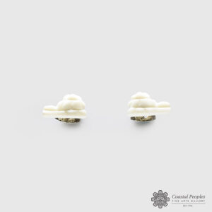 Carved Marine Ivory Igloo Stud Earrings by Inuk Artist Sandy Maniapik