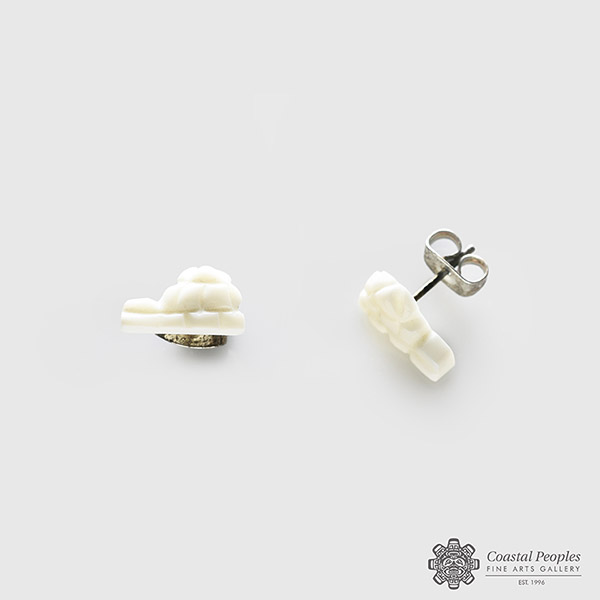 Carved Marine Ivory Igloo Stud Earrings by Inuk Artist Sandy Maniapik