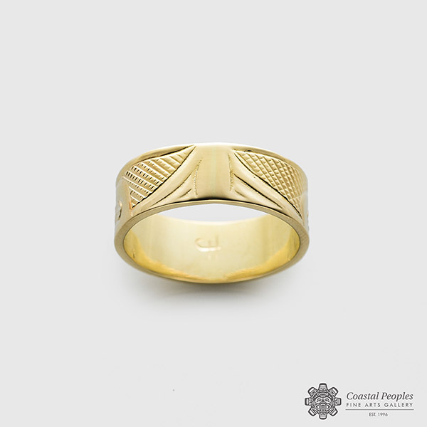 Yellow gold Hummingbird ring by Native artist Corrine Hunt