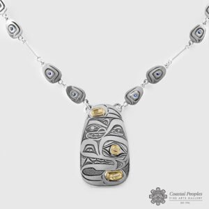 Wolf & Salmon Trout Head Chain link necklace by Native artist David Neel