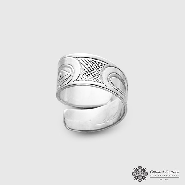 Engraved Sterling Silver Hummingbird Wrap Ring by Northwest Coast Native Artist Don Lancaster
