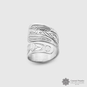 Engraved Sterling Silver Wolf Wrap Ring by Northwest Coast Native Artist Don Lancaster
